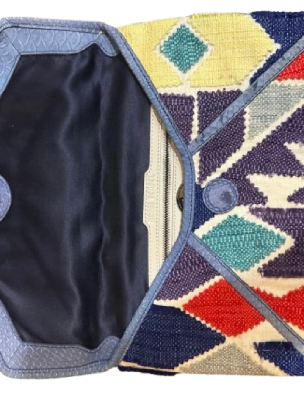 Henri Bendel Woven Navy Textured Clutch Bag